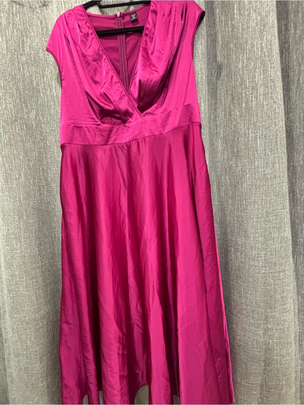 SHEIN Fuchsia V-Neck Cap Sleeve Midi Dress